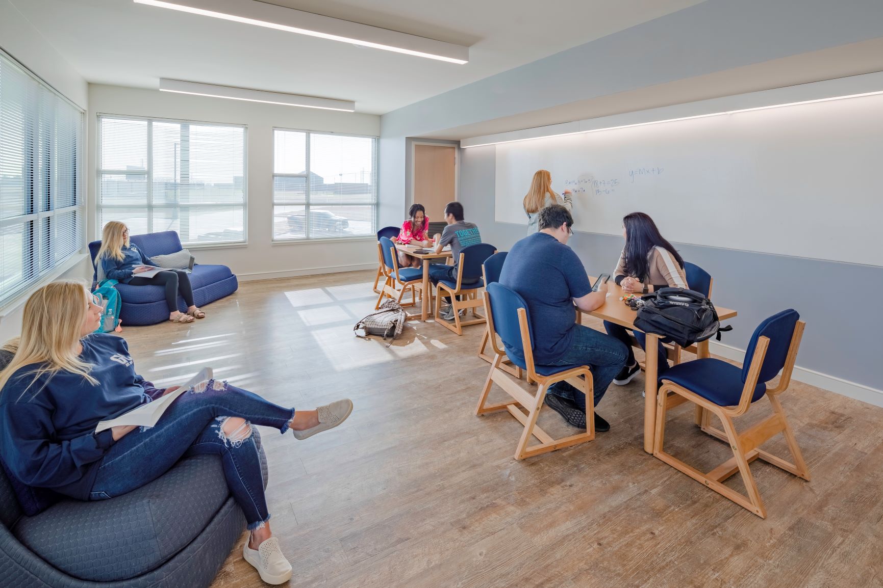 Study room in Jones hall, brightly lit indoor space