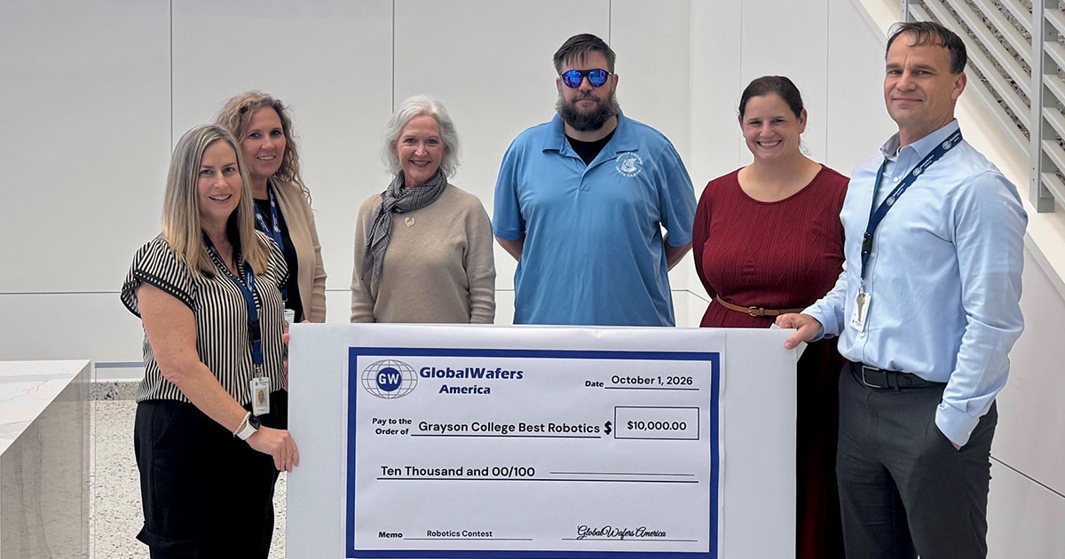 Scholarship check presented to Grayson College Best Robotics