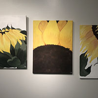 Triptych of sunflowers